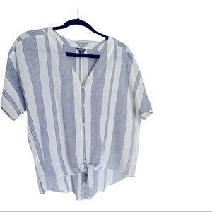 Eddie Bauer Beach Light Linen Tie-Front Top